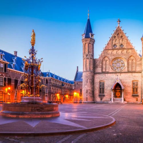 Riderzaal of Binnenhof - Dutch Parliamentat at night, The Hague, Holland, toned